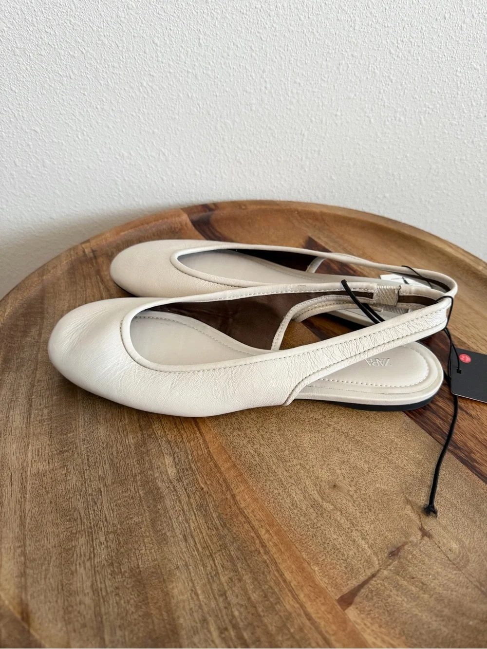 NWT Zara Leather Slingback Flats Size 39